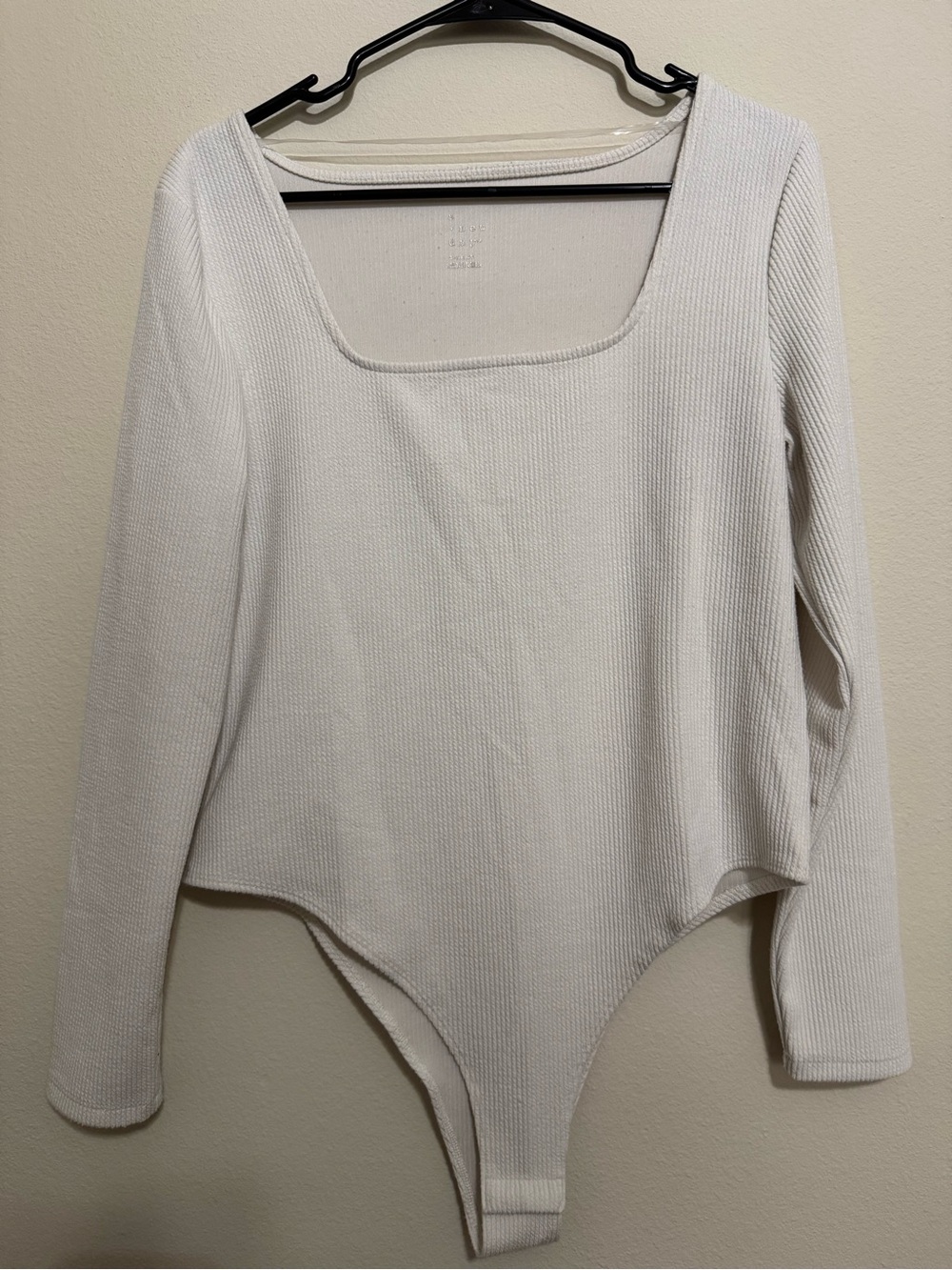a new day White Ribbed Long-Sleeve Square Neck Bodysuit